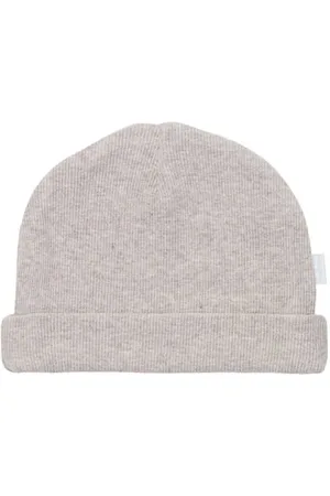 Noppies Baby rib gebreide newborn muts Nevel melange Bruin Jongens/Meisjes Katoen