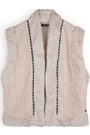 NoBell Gilet Kiddy Ecru Meisjes Katoen Opstaande kraag Effen