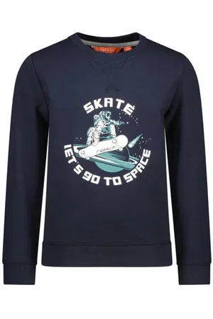 TYGO & vito Sweater Sten met contrastbies Printopdruk