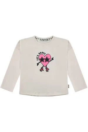 Stains&Stories Longsleeve met printopdruk Wit Meisjes Katoen Ronde hals