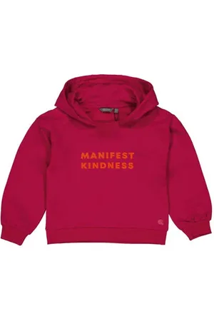 Quapi Hoodie DIANNE met tekst Sweater Rood Meisjes Katoen Capuchon