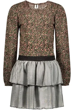 B.Nosy Jurk Daisy met all over print Meisjes Polyester Ronde hals