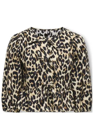 ONLY KIDS GIRL blouse KOGCLARA met panterprint Meisjes Katoen Ronde hals