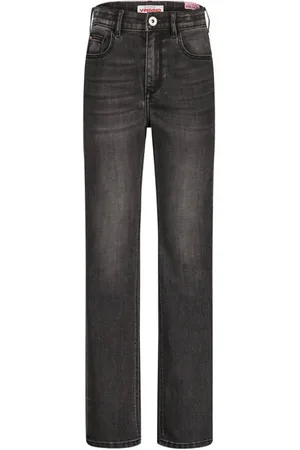 Vingino Straight leg jeans Cristie Zwart Meisjes Stretchdenim