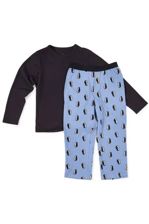 Little Label Pyjama met all over print op de broek Jongens Stretchkatoen Ronde hals