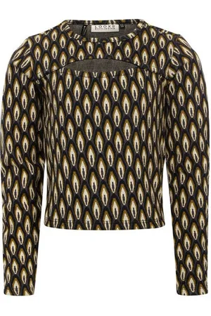 Looxs 10sixteen top met all over print en open detail Groen Meisjes Stretchkatoen Ronde hals