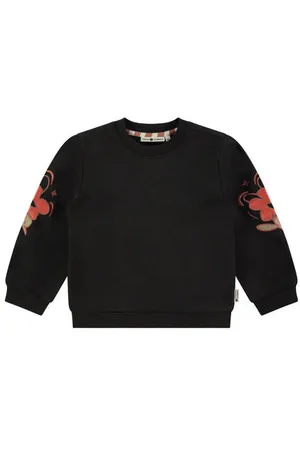 Stains&Stories Sweater zwart Trui Meisjes Stretchkatoen Ronde hals Printopdruk