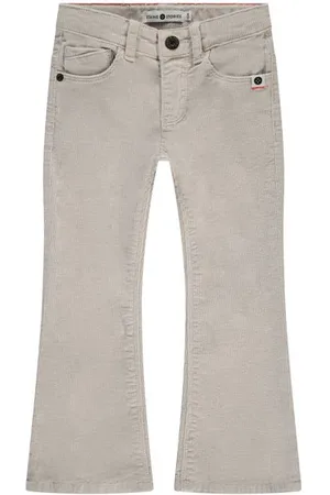 Stains&Stories Flared broek Beige Meisjes Stretchkatoen Effen