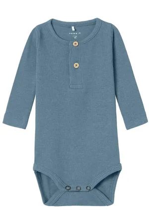 NAME IT BABY romper NBMKAB grijsblauw Jongens Katoen Ronde hals Effen