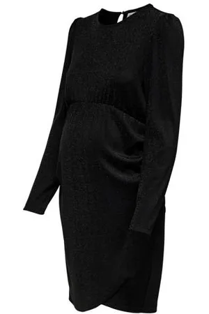 ONLY Zwangerschaps little black dress glitter Jurk Dames Polyamide Ronde hals
