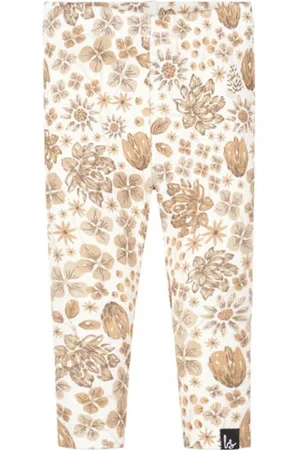 Babystyling Legging bruin Broek Meisjes Stretchkatoen Bloemen
