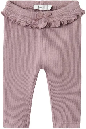 NAME IT BABY slim legging paars Broek Meisjes Katoen Effen