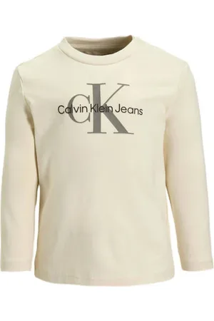 Calvin Klein Longsleeve Beige Jongens/Meisjes Stretchkatoen Ronde hals