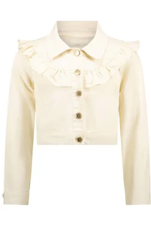Le Chic Spijkerjas wit Meisjes Stretchdenim Klassieke kraag Effen