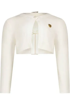 Le Chic Bolero met strikdetail wit Vest Meisjes Stretchkatoen Ronde hals