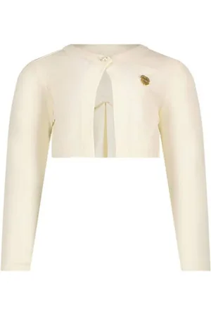 Le Chic Bolero met strikdetail ecru Vest Meisjes Stretchkatoen Ronde hals