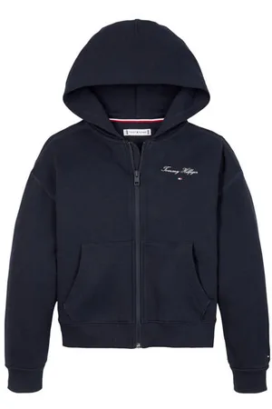 Tommy Hilfiger Sweatvest blauw Meisjes Stretchkatoen Capuchon Effen