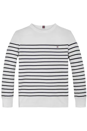 Tommy Hilfiger Longsleeve wit Jongens Katoen Ronde hals Streep