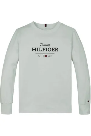 Tommy Hilfiger Longsleeve wit Jongens Katoen Ronde hals Logo