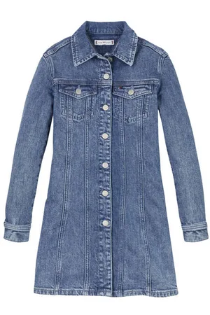 Tommy Hilfiger Spijkerjurk Blauw Meisjes Katoen Klassieke kraag