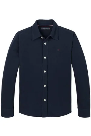 Tommy Hilfiger Overhemd blauw Jongens Katoen Button down Effen