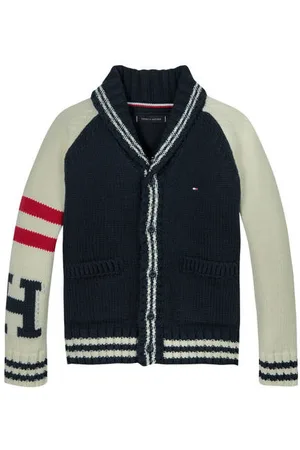 Tommy Hilfiger Vest donkerblauw grof gebreid Jongens Katoen V