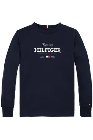 Tommy Hilfiger Longsleeve blauw Jongens Katoen Ronde hals Logo