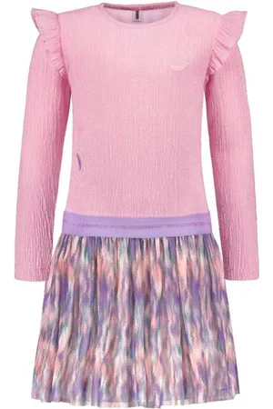 B.Nosy Korte jurk roze Meisjes Polyester Ronde hals All over print