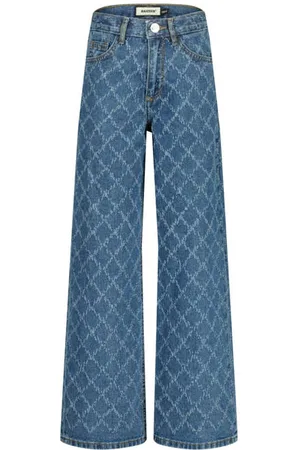 Raizzed Wide leg regular waist jeans medium blue denim Wit All over print