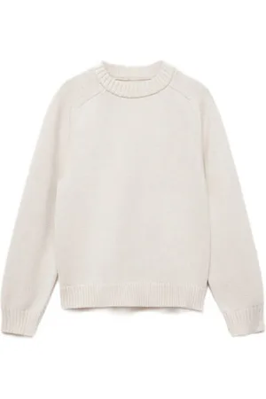 MANGO Trui beige gebreid Jongens Katoen Ronde hals Effen