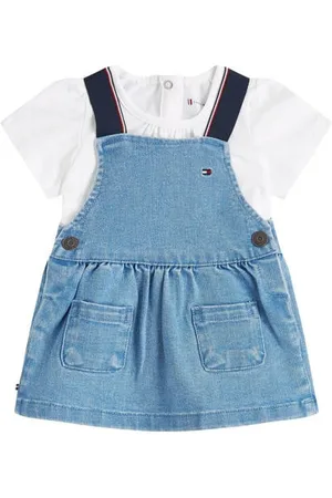 Tommy Hilfiger Shirt + jurk Blauw Meisjes Katoen Ronde hals