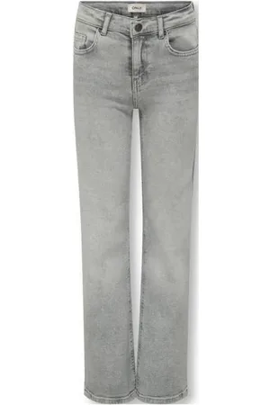 ONLY KIDS GIRL wide leg high waist jeans grey denim Grijs Effen