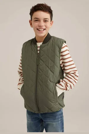 WE Fashion Blue Ridge bodywarmer groen Jongens Polyester Ronde hals Effen