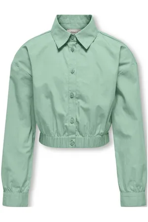ONLY KIDS GIRL blouse groen Meisjes Katoen Klassieke kraag Effen