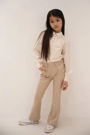 NoNo Bootcut casual broek goud Meisjes Polyester Effen