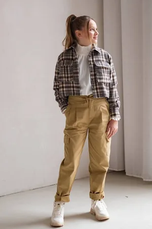 Like Flo Young coated tapered fit cargobroek Fien Groen Meisjes Katoen