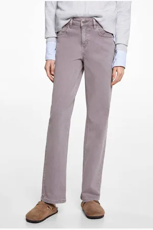 MANGO Straight regular waist lila Jeans Paars Meisjes Denim Effen
