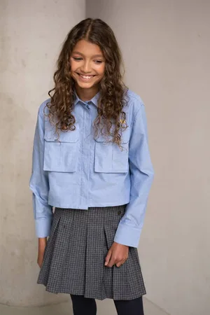 Like Flo Young blouse Cassy Meisjes Katoen Klassieke kraag Effen
