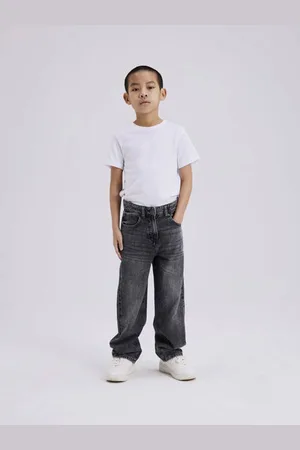 NAME IT KIDS straight fit jeans NKMRYAN Grijs Jongens Denim Effen