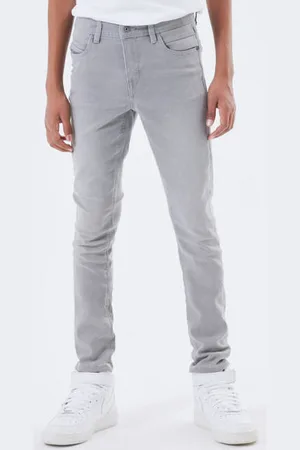 NAME IT KIDS slim fit jeans NKMSILAS grijs Jongens Jog denim Effen