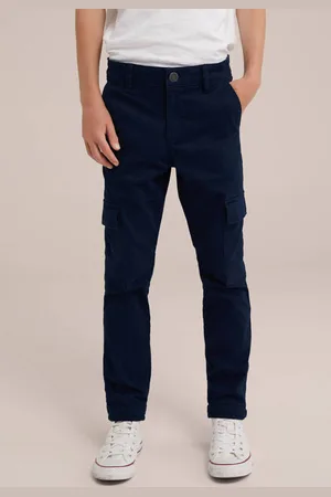 WE Fashion Blue Ridge slim fit cargobroek Jongens Stretchkatoen