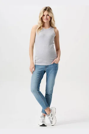 Noppies Maternity cropped zwangerschaps slim fit jeans Mila Blauw Dames Denim