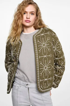 MANGO Jasje voor binnen groen Meisjes Katoen Openvallende hals All over print