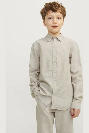 JACK & JONES JUNIOR overhemd JJELINEN BLEND Jongens Katoen Klassieke kraag