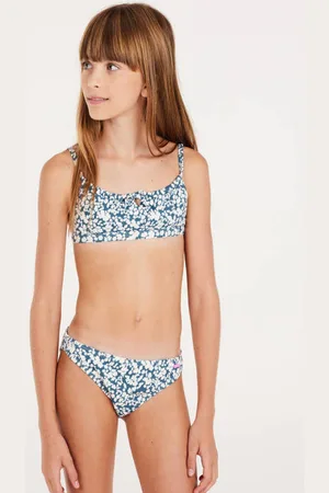 Protest Crop bikini PRTGISSY JR blauw/wit Meisjes Polyamide Bloemen
