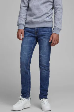JACK & JONES JUNIOR slim fit jeans JJIGLENN Blauw Jongens Stretchdenim