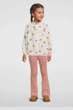 Quapi Regular flared broek rood Meisjes Katoen Ruit