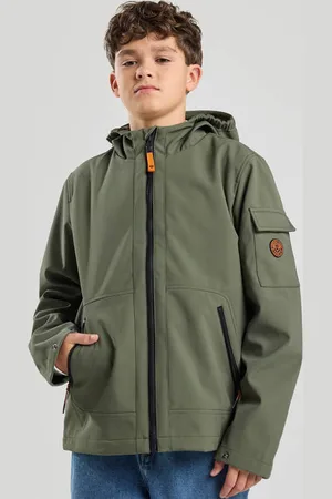 America today Softshell jas lente groen Jongens Polyester Capuchon Effen