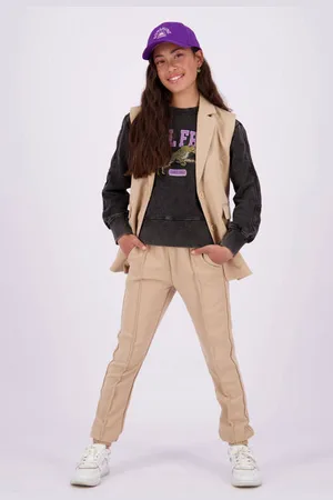 Vingino Slim fit broek Solange Beige Meisjes Polyester Effen