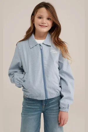 WE Fashion Blue Ridge jack lichtblauw Jas Meisjes Katoen Klassieke kraag